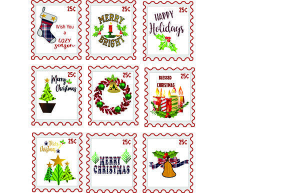 A Set of 9 Christmas Stamps - Illustrations for Festive Crafting