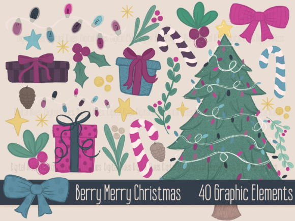 Berry Merry Christmas Illustrations for Festive Branding