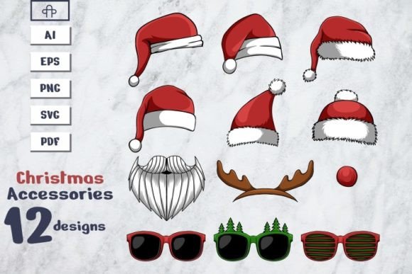 Christmas Accessories Vector Illustrations for Digital Sellers