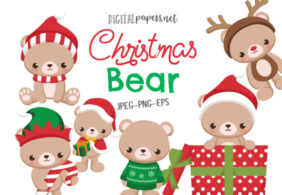 Christmas Bear Illustration for Local Business Branding