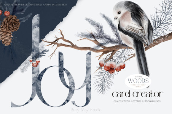 Christmas Card Creator Snow Birds PNG for Illustrations