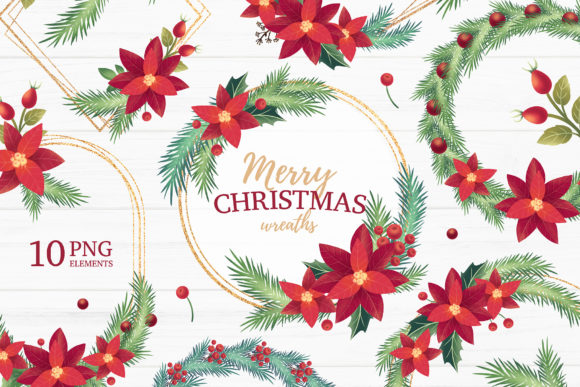 Christmas Floral Wreath Digital Clipart Review
