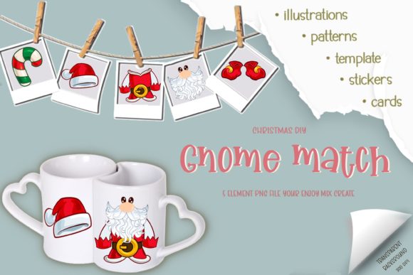 Christmas Gnome DIY Style Mix Match Illustrations