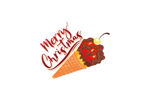 Christmas Sweet Strawberry Ice Cream Art Illustrations