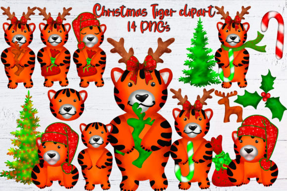 Christmas Tiger Clipart PNG for Website and Editorial Use