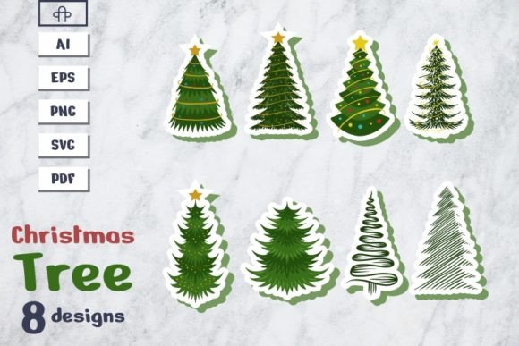 Christmas Tree Sticker Vector for Illustrations