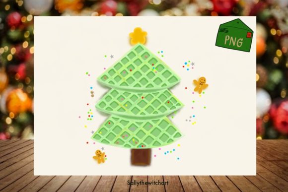 Christmas Tree Waffles Dessert PNG for Branding and Packaging