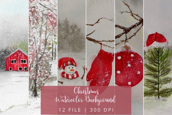 Christmas Watercolor Background Illustrations
