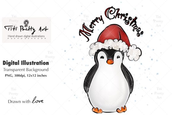 Merry Christmas Penguin Sublimation PNG for Illustrations