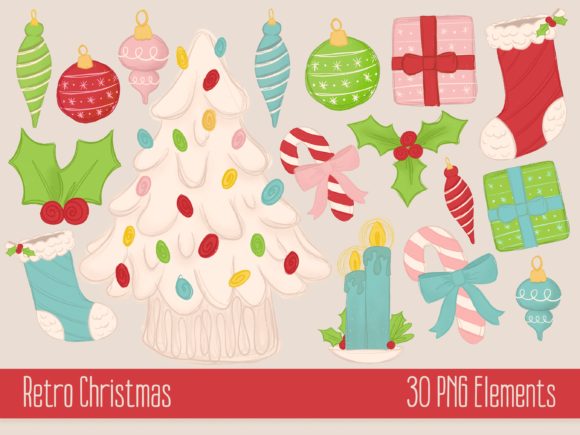 Retro Christmas Illustrations for Festive Branding