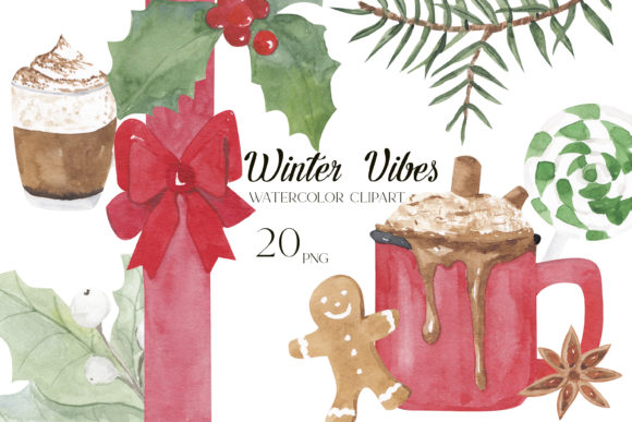 Watercolor Christmas Clipart Png for Festive Illustrations