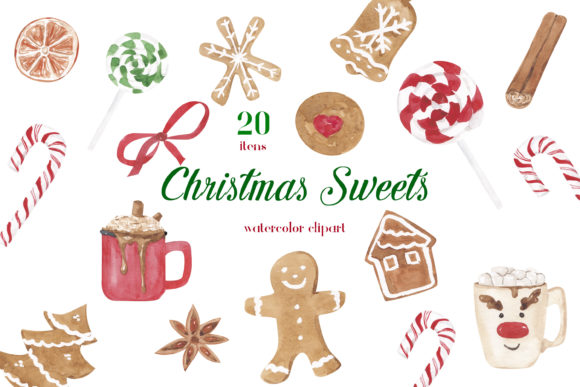 Watercolor Gingerbread Clipart for Holiday Illustrations